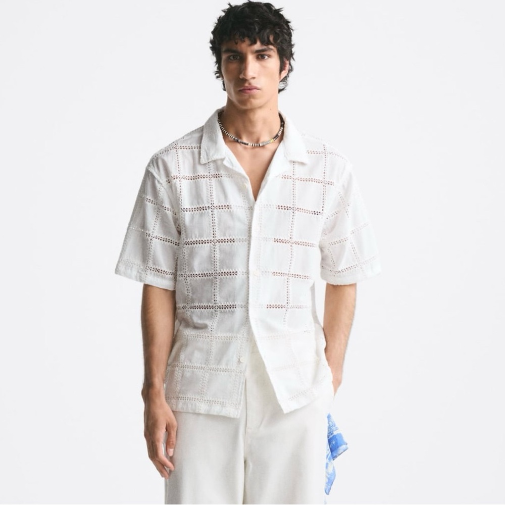 Zara man textured plaid shirt
